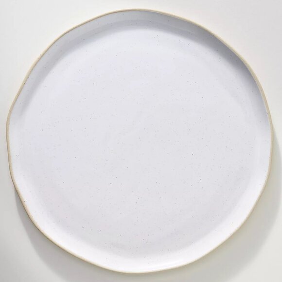 Anthropologie Glazed Ceramic Serving Platter – Round White Speckled New - Picture 1 of 3